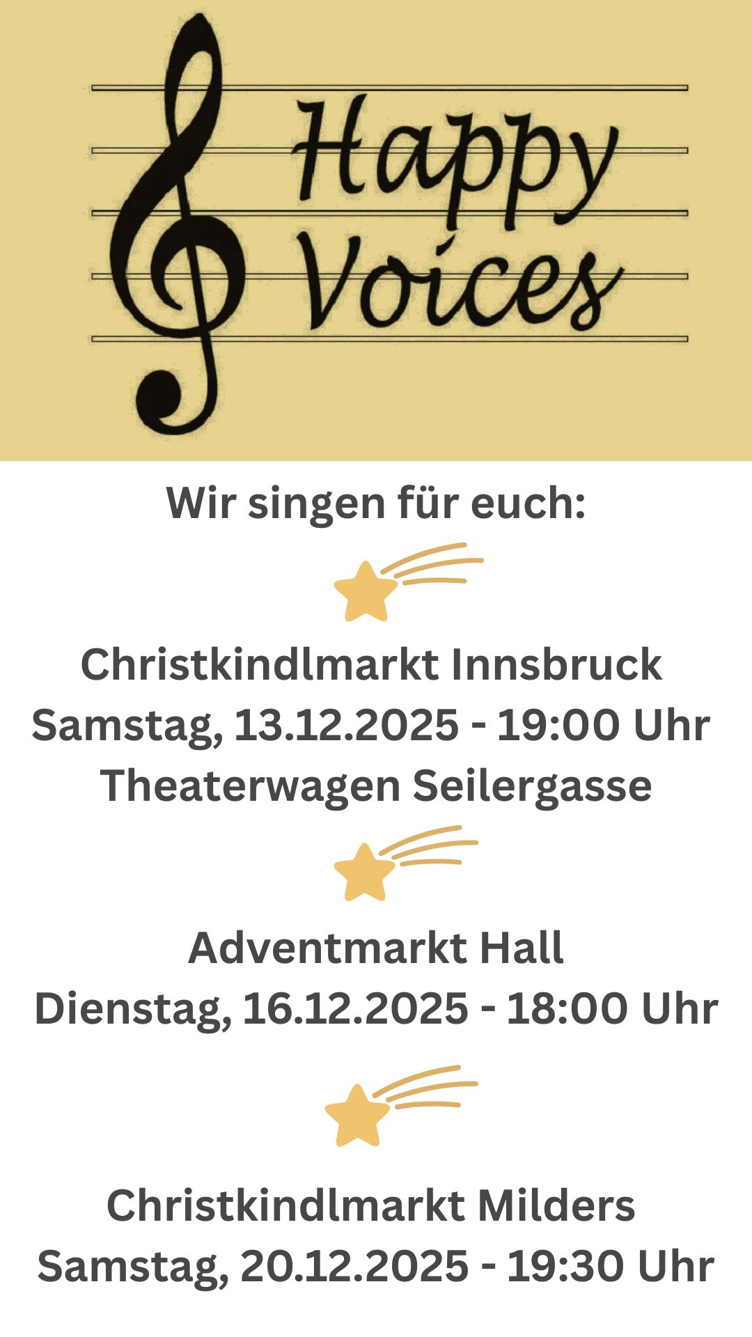 Plakat Auftritte Happy Voices - Weihnachten 2025