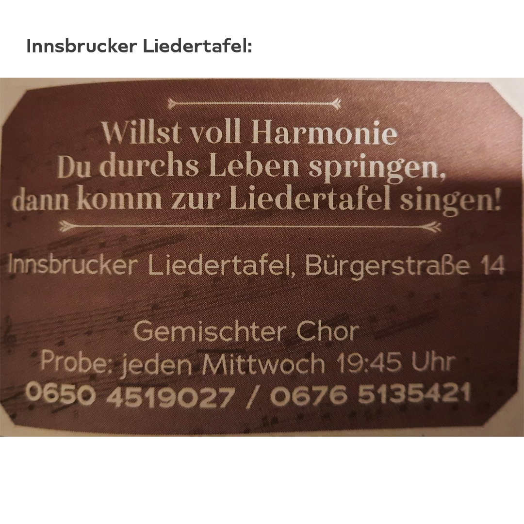 Innsbrucker Liedertafel Mitgliederwerbung 2023