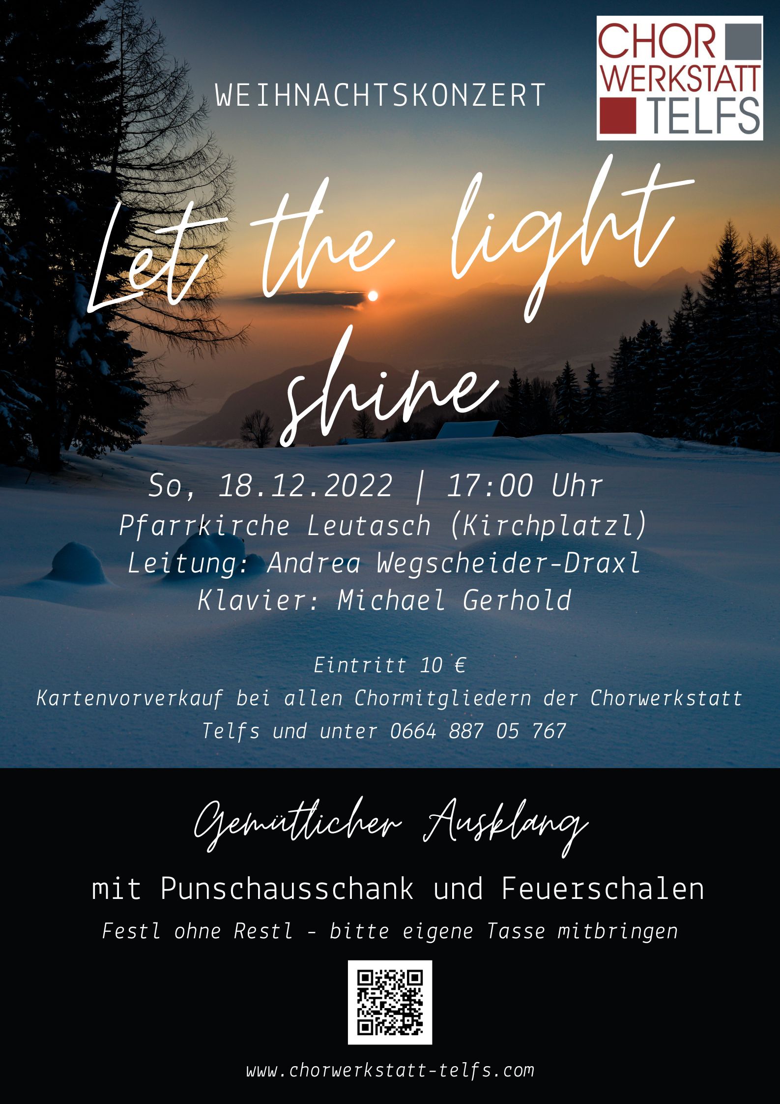 Konzertplakat Chorwerkstatt Telfs Weihnachten 2022