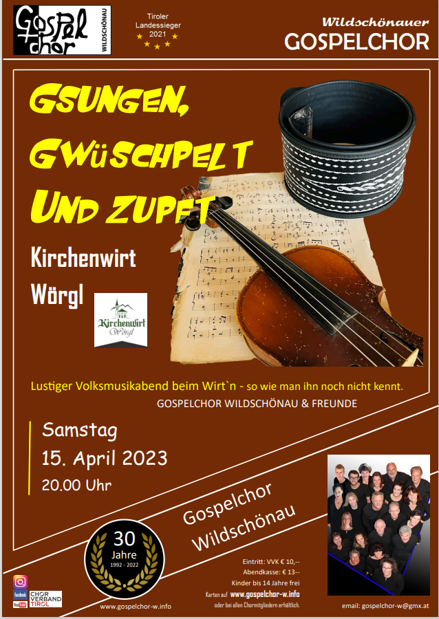 Gospelchor Wildschönau lustiger Volksmusikabend
