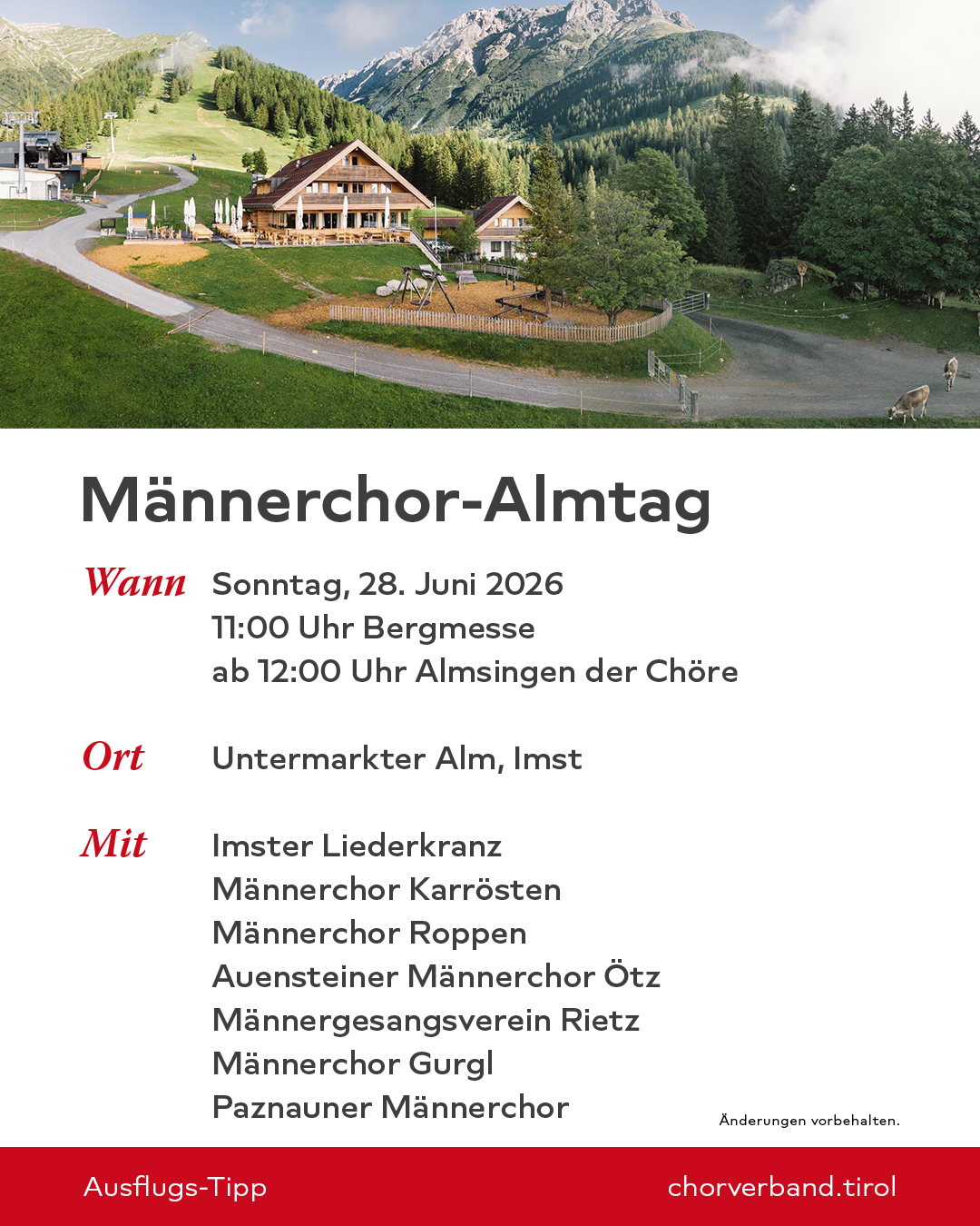 männerchor almtag imst 28 juni 2026