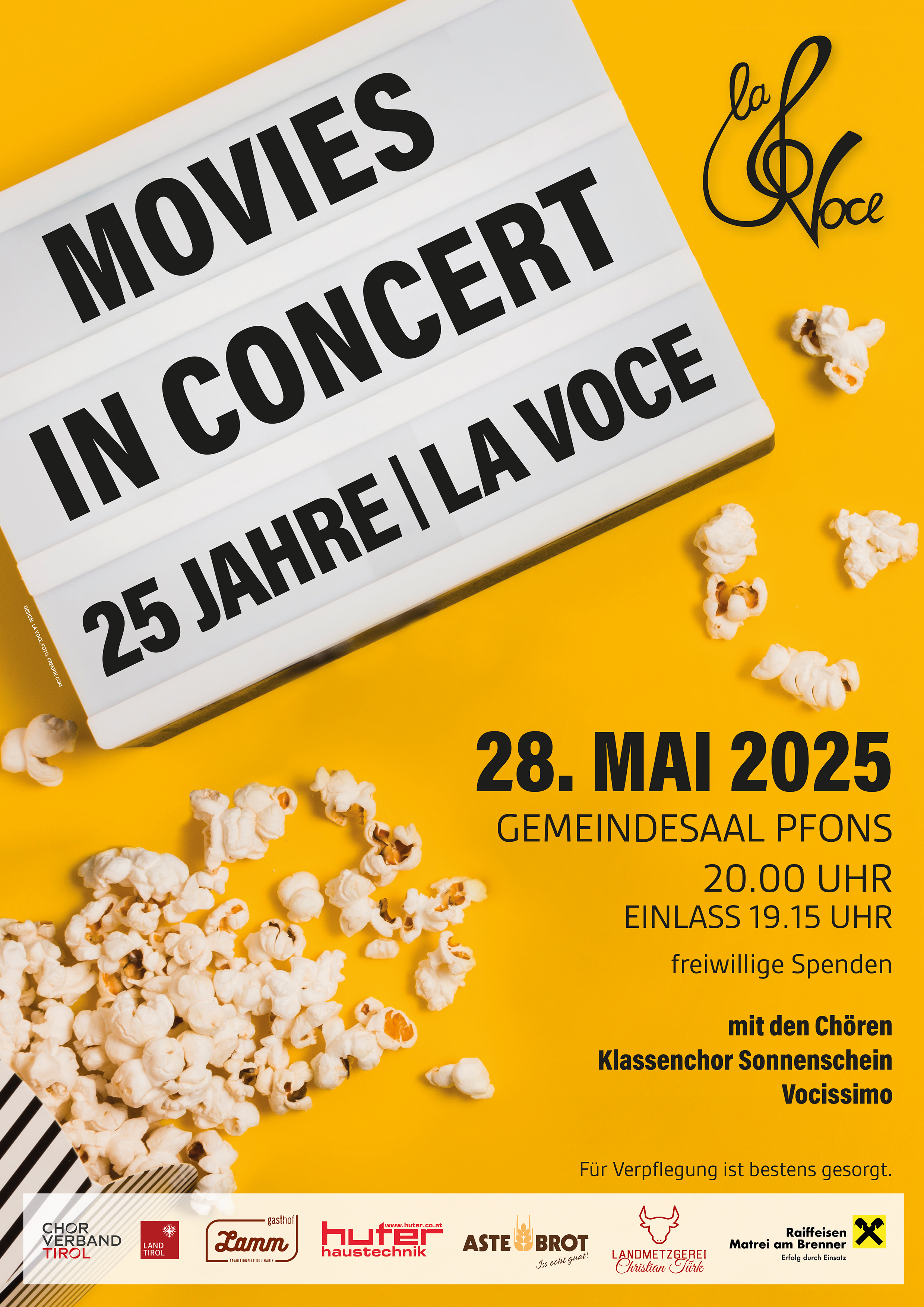 "Movies in concert" Jubiläumskonzert La Voce am 28. Mai 2025 um 20:00 Uhr