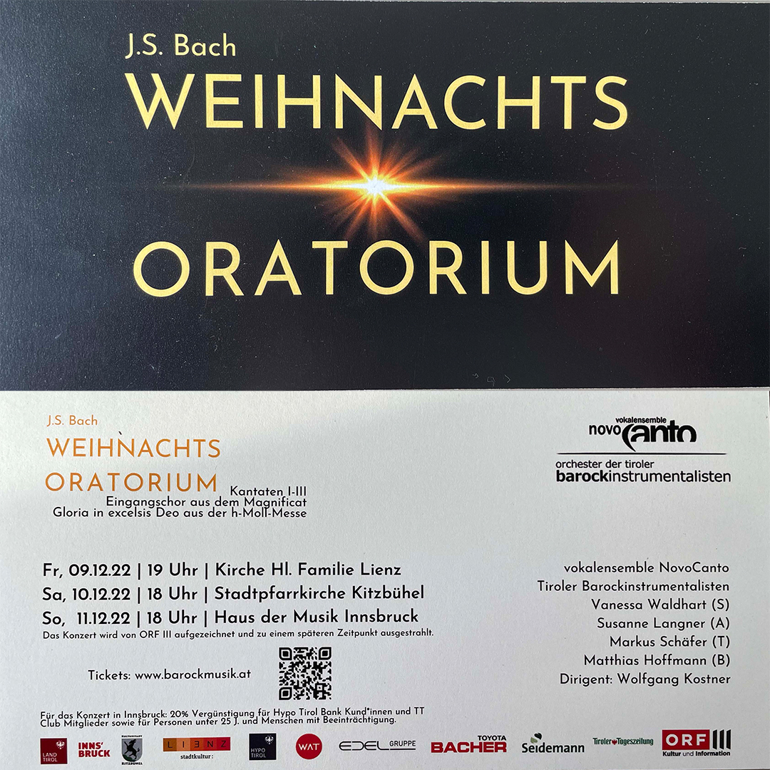 novoCanto Weihnachtsoratorium in Kitzbühel 10 Dez 2022