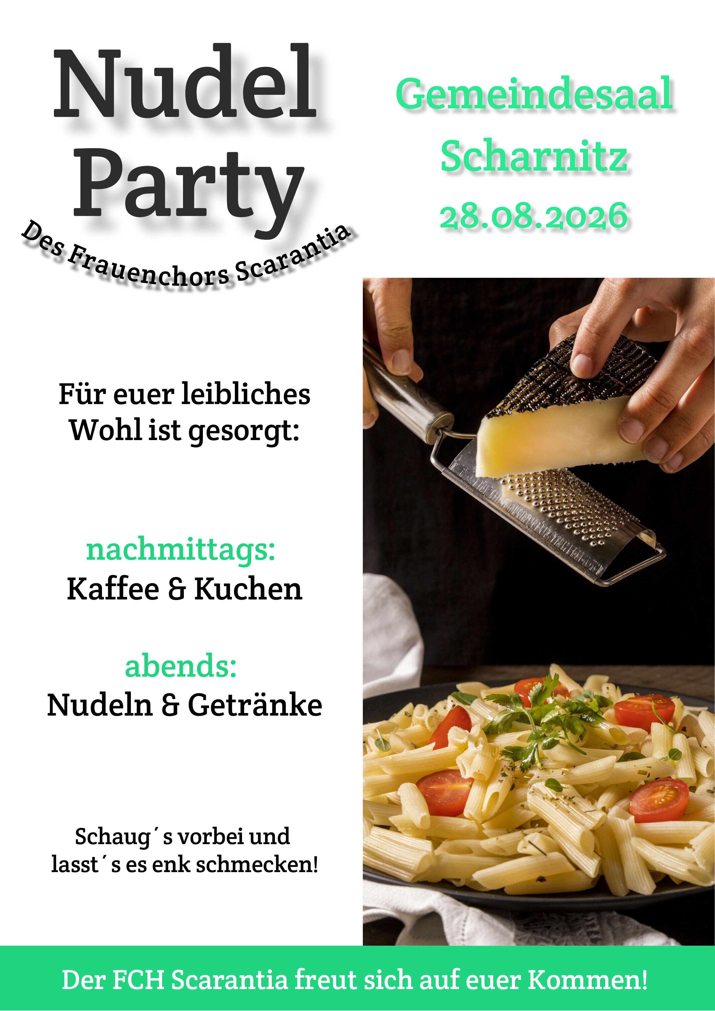 frauenchor scarantia nudelparty 28 aug 2026