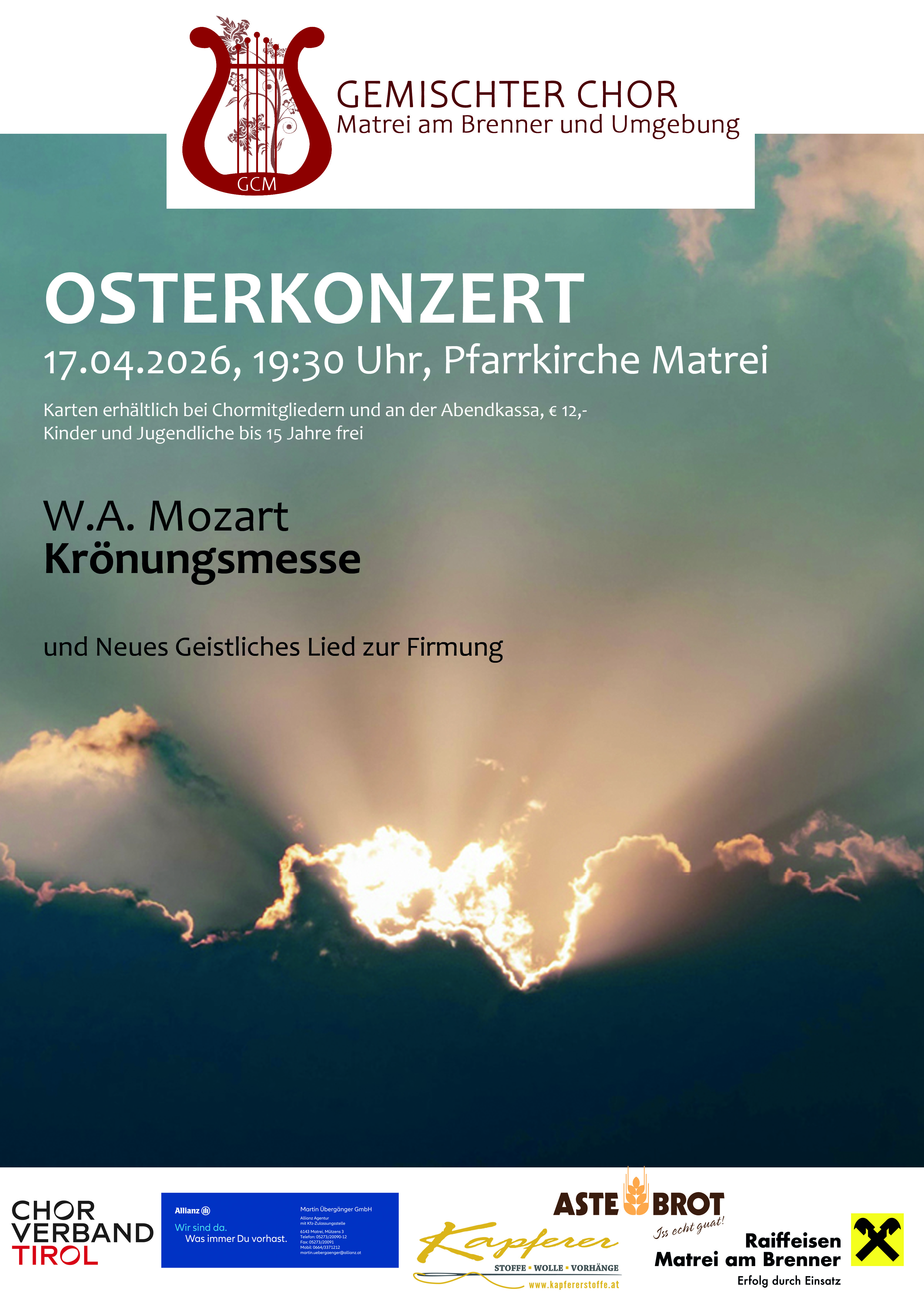 gemischter chor matrei osterkonzert 17 april 2026