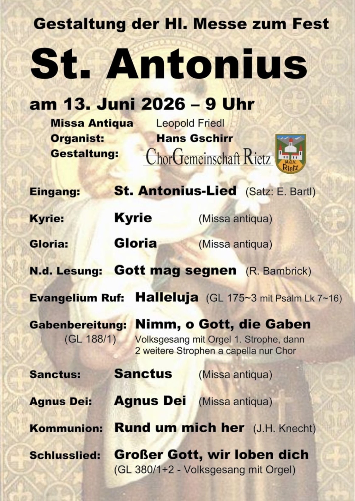 chorgemeinschaft rietz 13 juni 2026