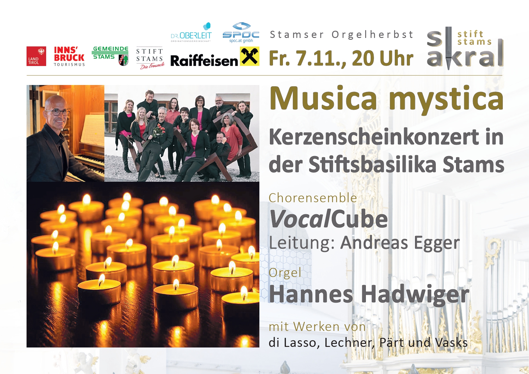 VocalCube: Musica mystica, Stiftsbasilika Stams, 07.11.2025, 20 Uhr