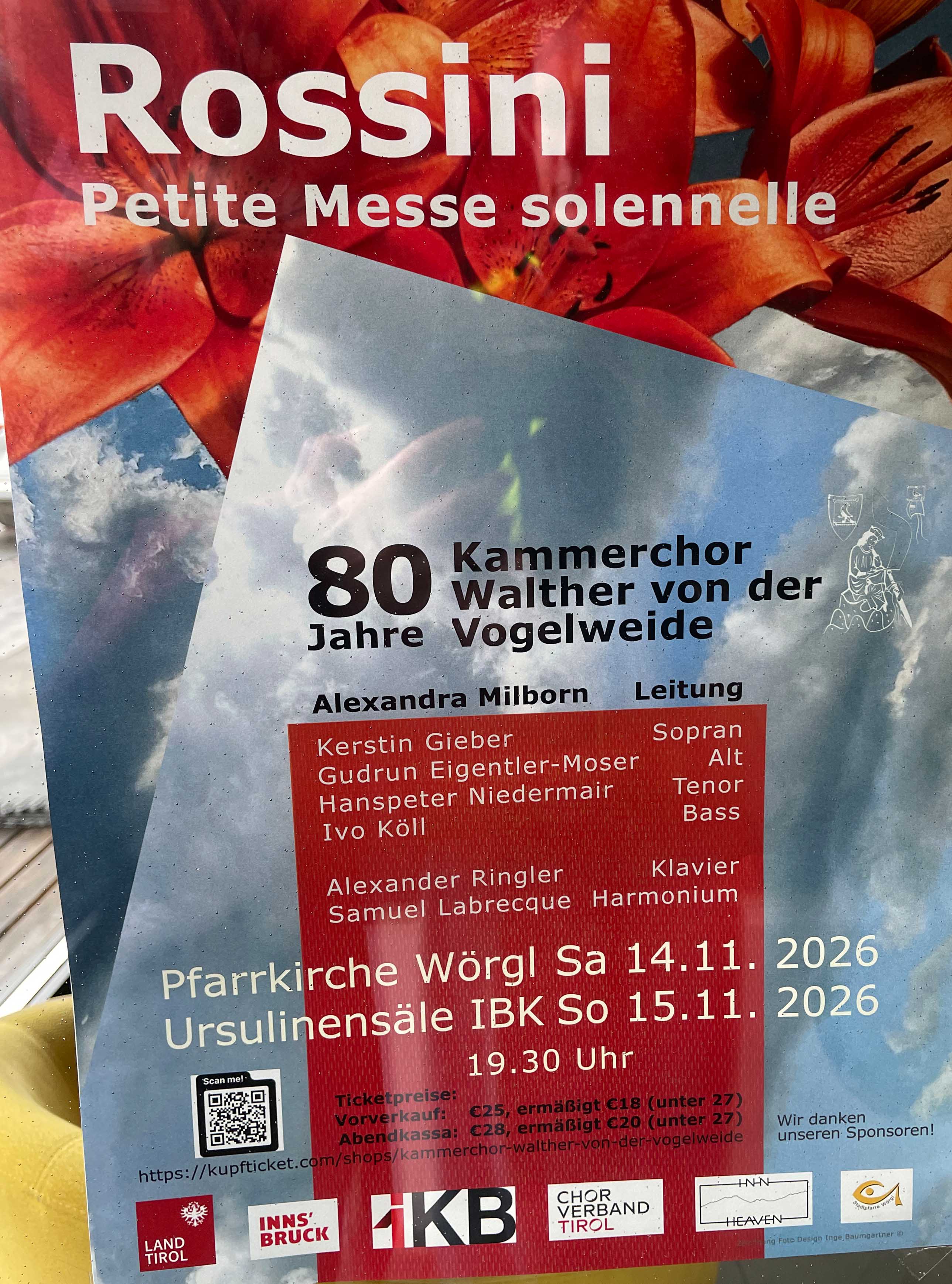 Kammerchor "Walther von der Vogelweide" jubiläumskonzert 15 nov 2026