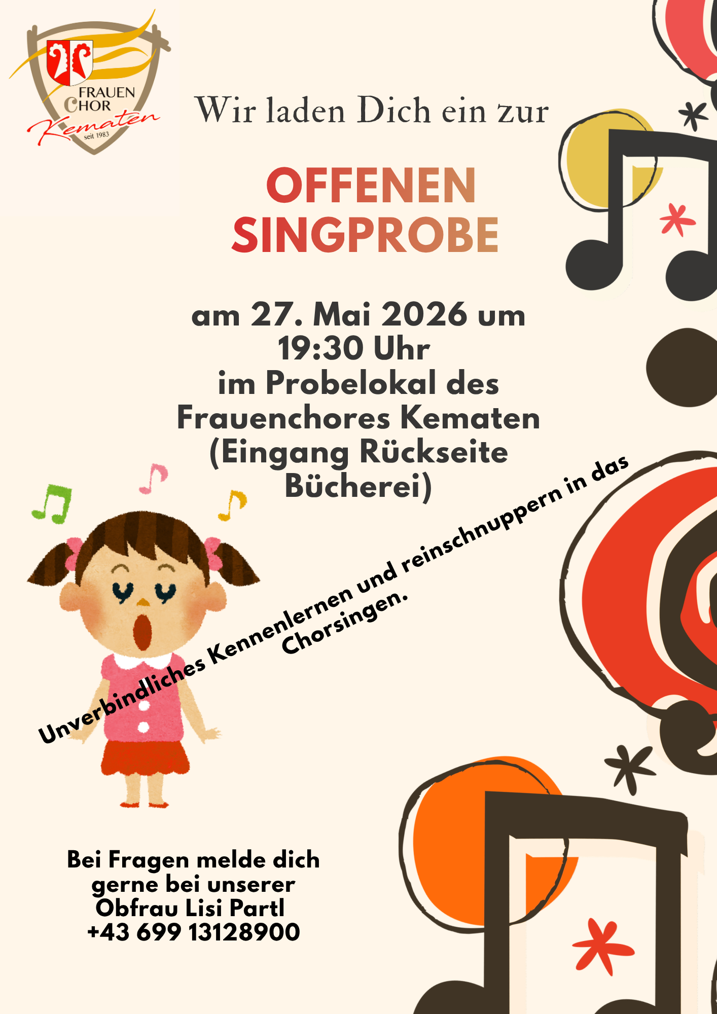 Der Frauenchor Kematen lädt ein zur offenen Singprobe!
